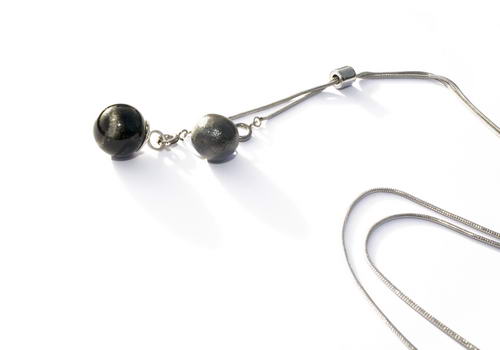 Lariat RVS ketting met 2 as in glaskralen